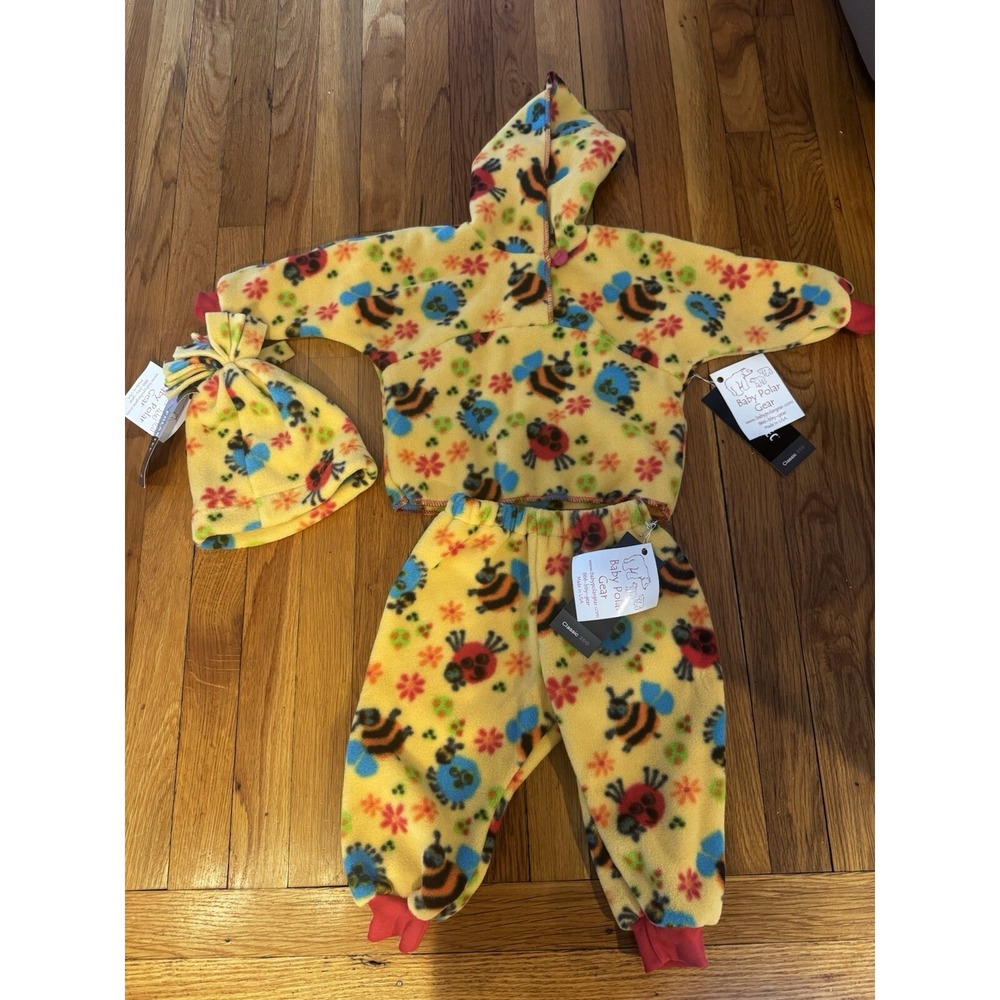Vintage Baby Polar Gear Polartec 200 3 Piece Fleece Bug Bumblebee Set 12M NWT